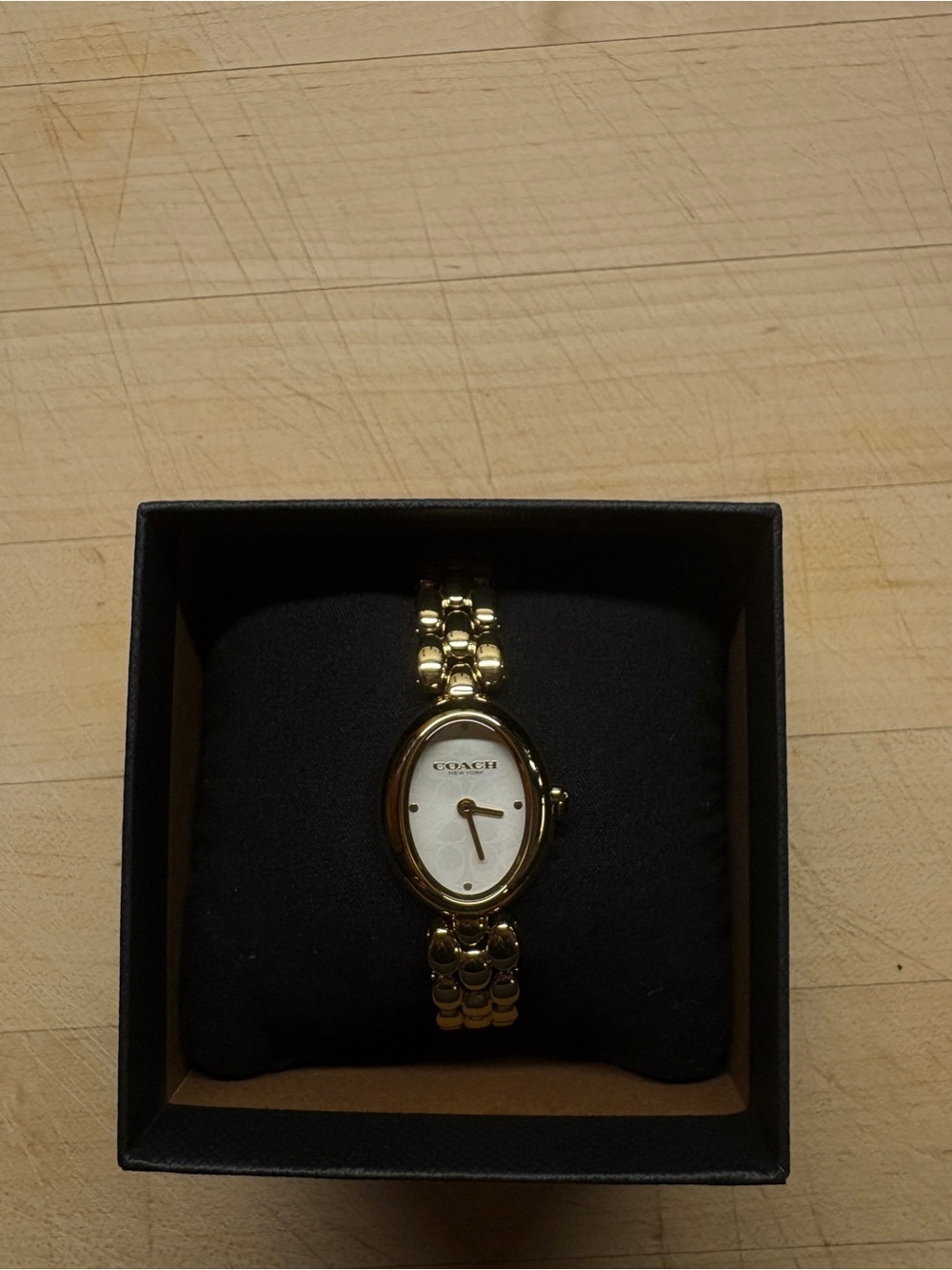 Coach Sammy Watch Gold-Tone Oval Bracelet Watch with Mother-of-Pearl Dial